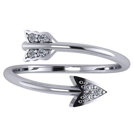 Arrow Design Round Brilliant Moissanite Right Hand Ring