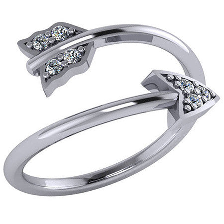 Arrow Design Round Brilliant Moissanite Right Hand Ring