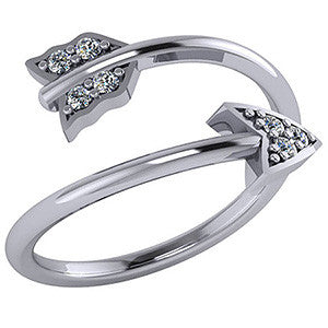 Arrow Design Round Brilliant Moissanite Right Hand Ring