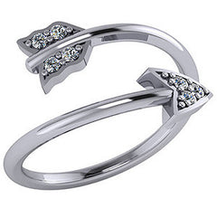 Arrow Design Round Brilliant Moissanite Right Hand Ring