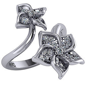 Floral Design Round Brilliant Moissanite Right Hand Ring