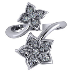 Floral Design Round Brilliant Moissanite Right Hand Ring