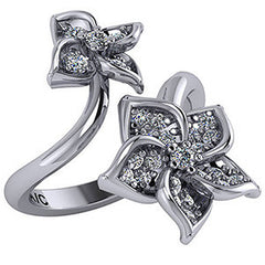 Floral Design Round Brilliant Moissanite Right Hand Ring