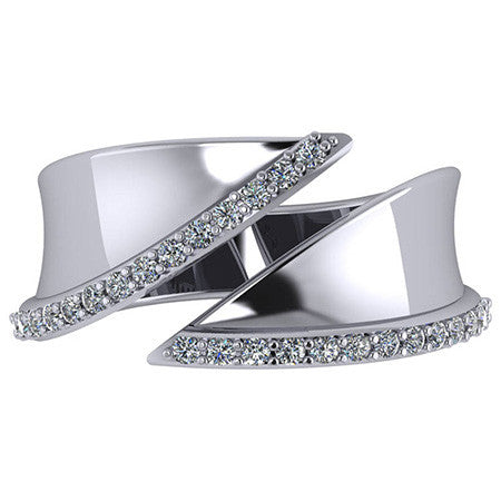 Modern Bypass Moissanite Right Hand Ring