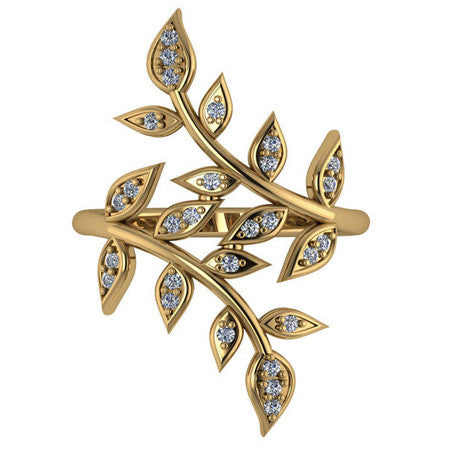 Leaf Design Moissanite Right Hand Ring