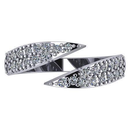Modern Pave Bypass Moissanite Right Hand Ring