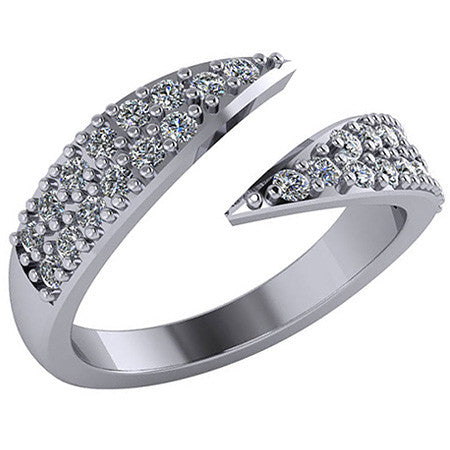 Modern Pave Bypass Moissanite Right Hand Ring