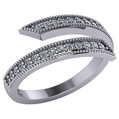 Round Brilliant Moissanite Wraparound Right Hand Ring with Milgrain