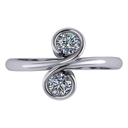 Two-Stone Round Moissanite Right Hand Ring