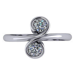 Two-Stone Round Moissanite Right Hand Ring
