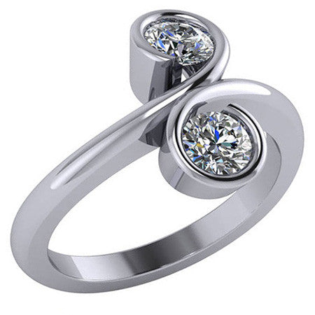 Two-Stone Round Moissanite Right Hand Ring