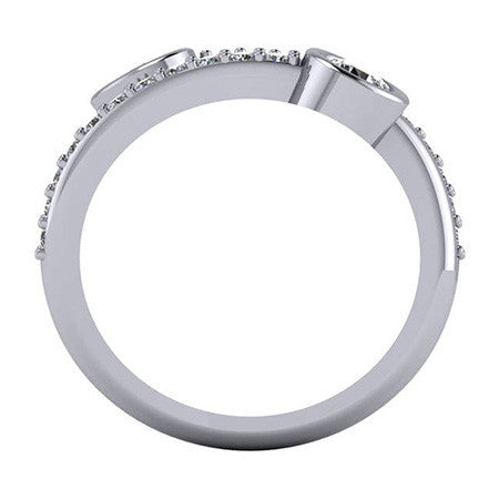 Round Moissanite Bezel Bypass Right Hand Ring