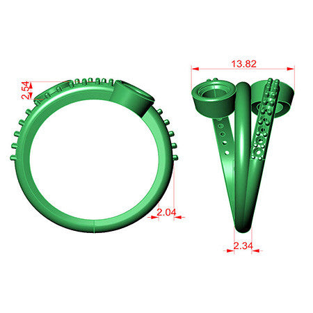Round Moissanite Bezel Bypass Right Hand Ring