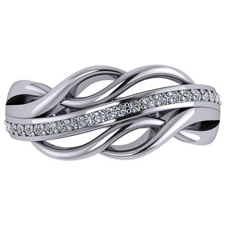 Modern Woven Split Shank Moissanite Right Hand Ring