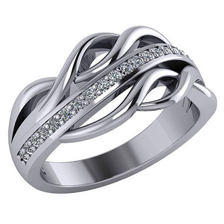 Modern Woven Split Shank Moissanite Right Hand Ring