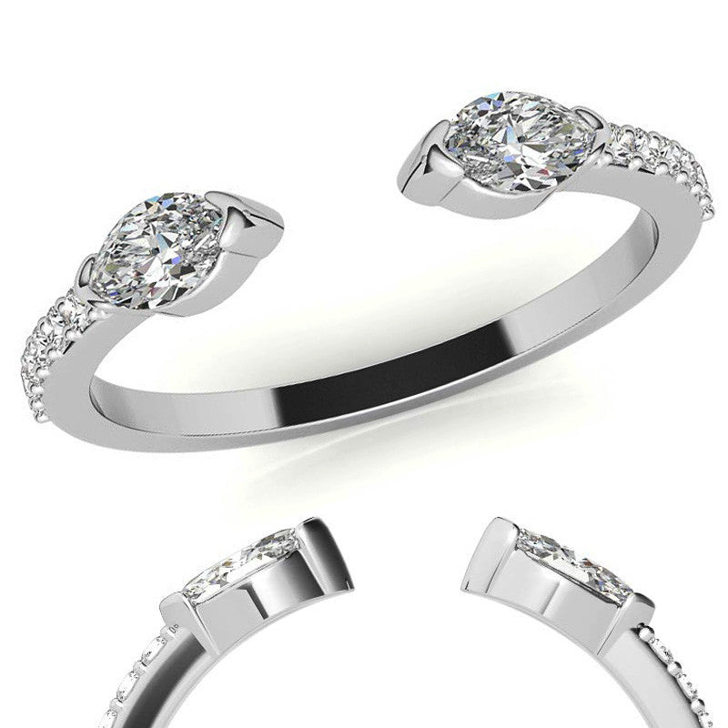 Round and Marquise Two-Stone Open Moissanite Ring