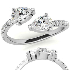 Pear Moissanite Two-Stone Open Moissanite Ring