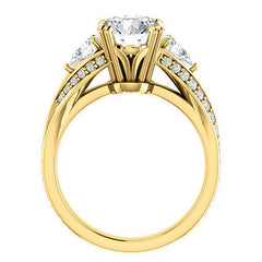 Round Moissanite & Pear Gemstone Engagement Ring