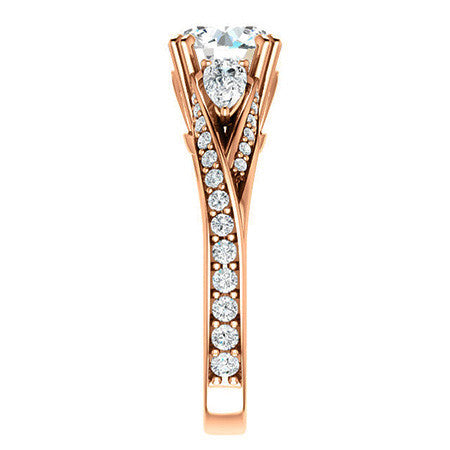 Round Moissanite & Pear Gemstone Engagement Ring