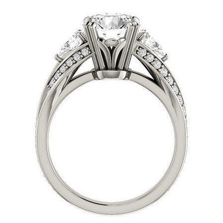 Round Moissanite & Pear Gemstone Engagement Ring