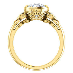 Round Moissanite Bezel Scroll Engagement Ring