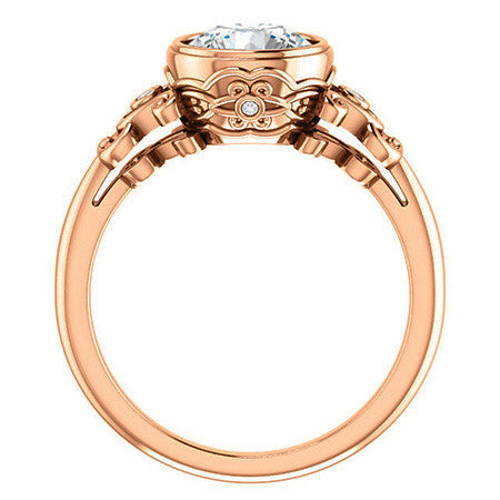Round Moissanite Bezel Scroll Engagement Ring