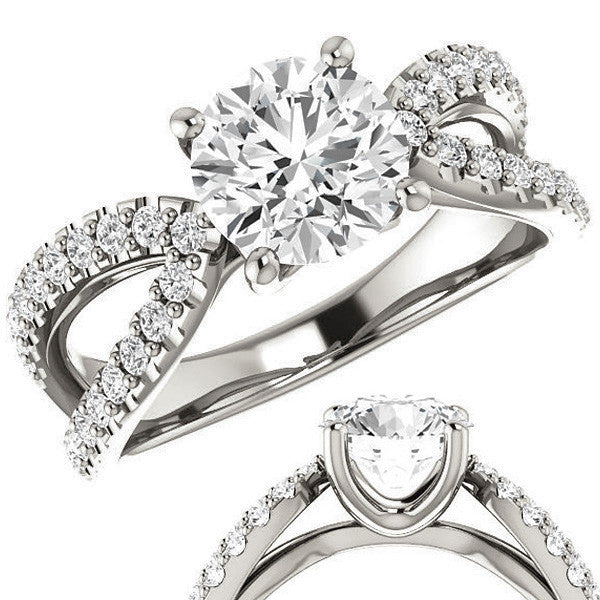 Round cut Infinity Style Engagement Ring