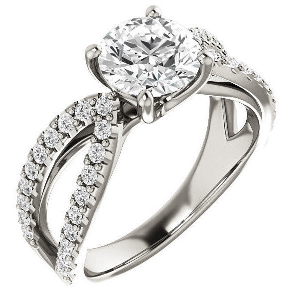 Round cut Infinity Style Engagement Ring