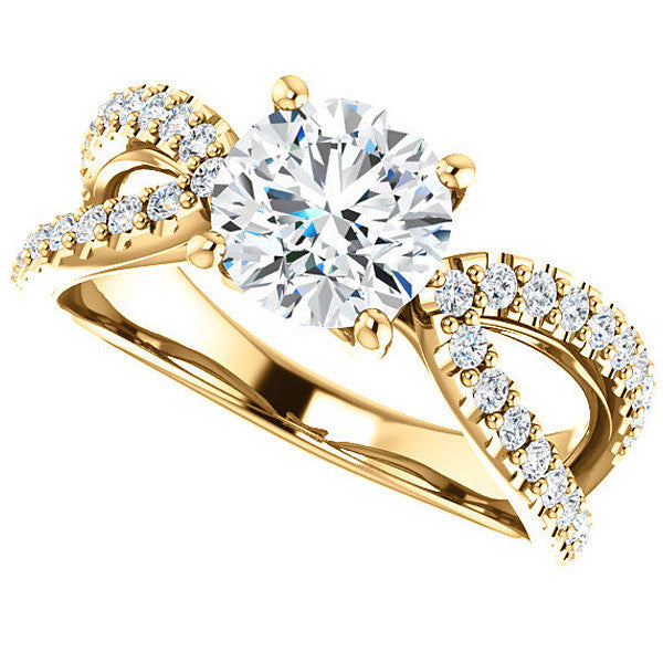 Round cut Infinity Style Engagement Ring