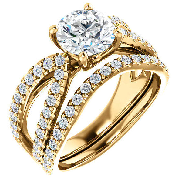 Round cut Infinity Style Engagement Ring