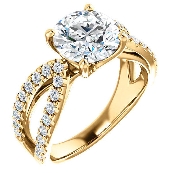Round cut Infinity Style Engagement Ring