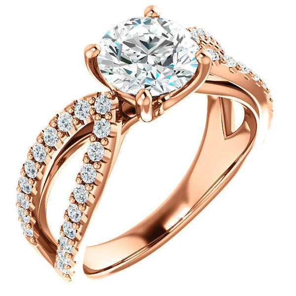 Round cut Infinity Style Engagement Ring