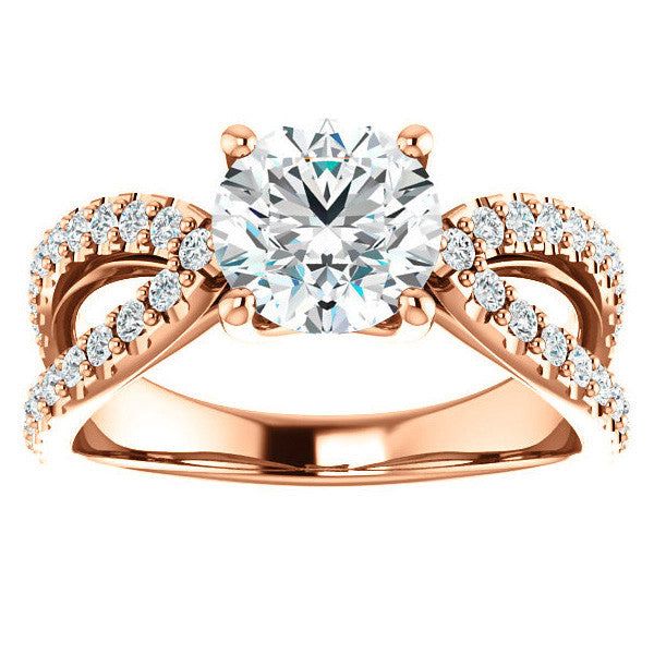 Round cut Infinity Style Engagement Ring