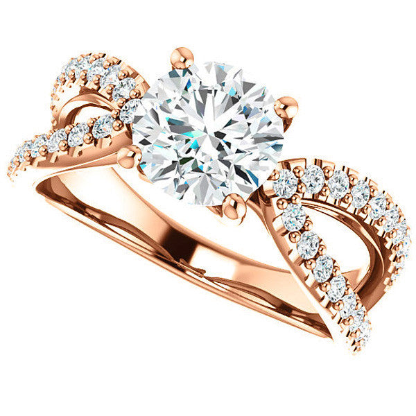 Round cut Infinity Style Engagement Ring