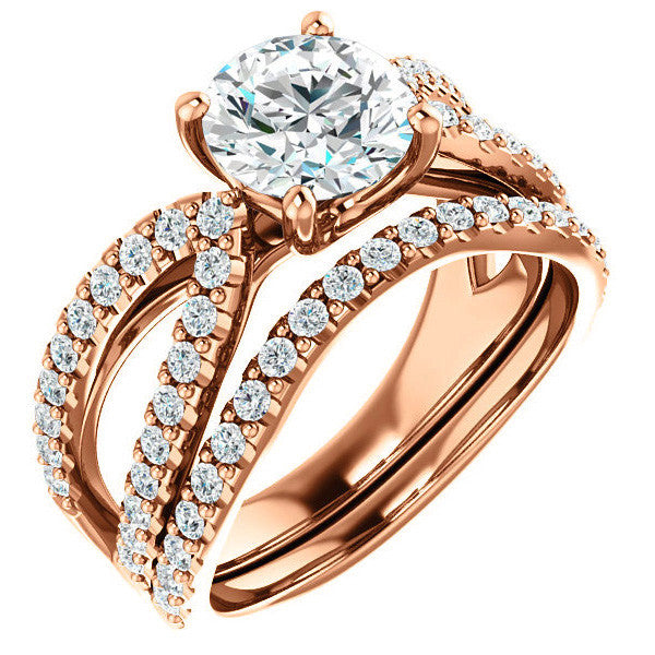 Round cut Infinity Style Engagement Ring