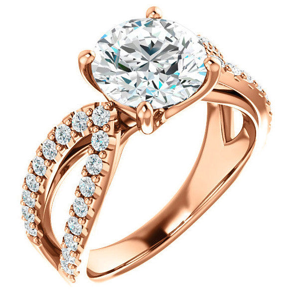 Round cut Infinity Style Engagement Ring
