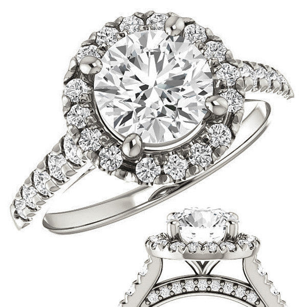 Round Halo/Cathedral Engagement Ring