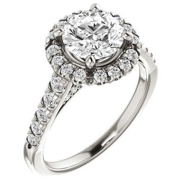 Round Halo/Cathedral Engagement Ring