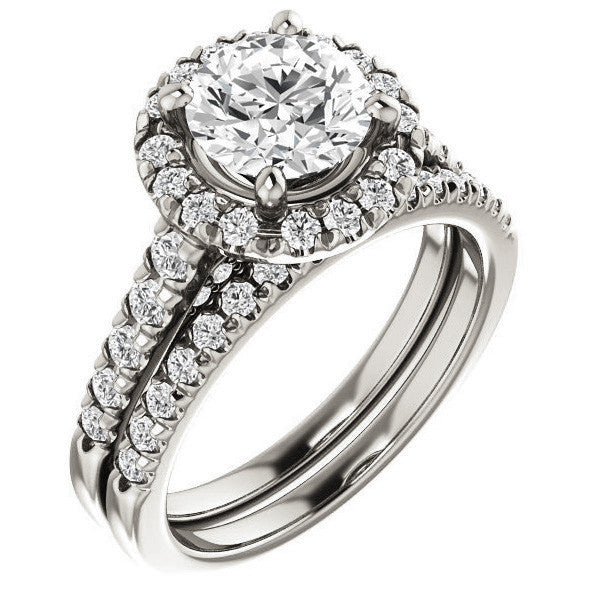 Round Halo/Cathedral Engagement Ring