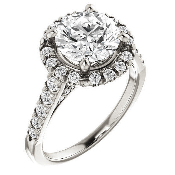 Round Halo/Cathedral Engagement Ring
