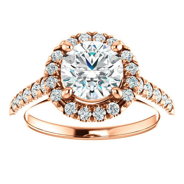 Round Halo/Cathedral Engagement Ring