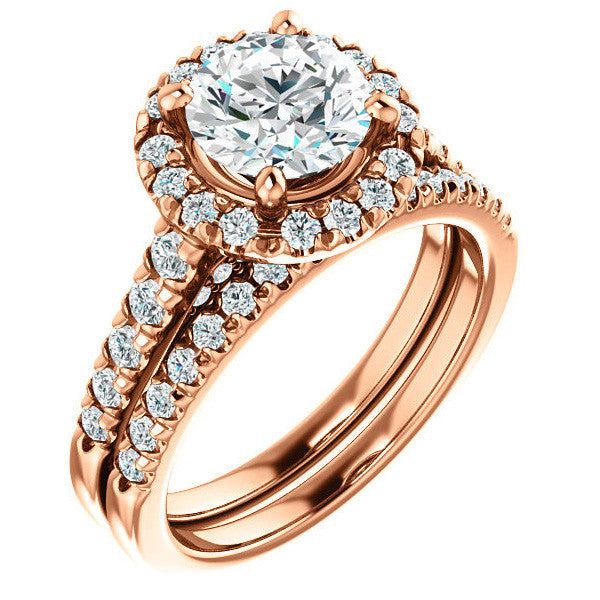 Round Halo/Cathedral Engagement Ring