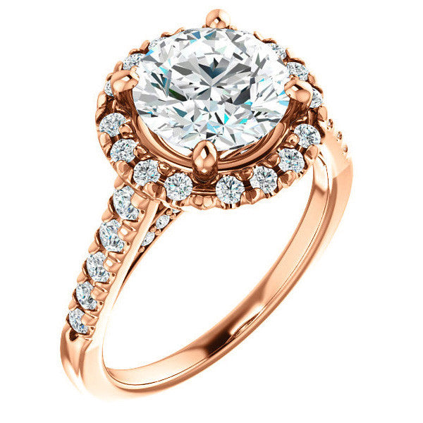 Round Halo/Cathedral Engagement Ring