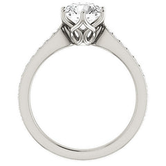 Round Brilliant Engagement Ring with Pave set Side Stones