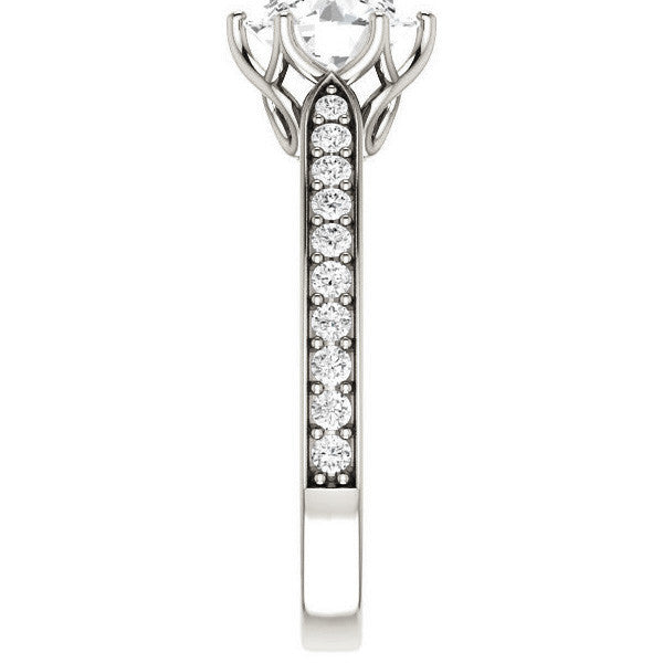 Round Brilliant Engagement Ring with Pave set Side Stones