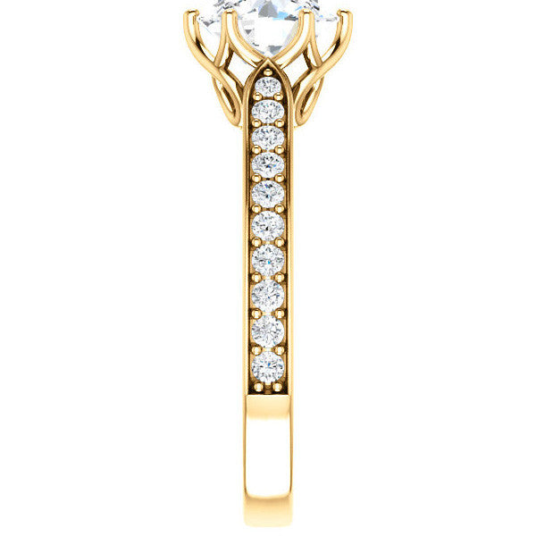 Round Brilliant Engagement Ring with Pave set Side Stones