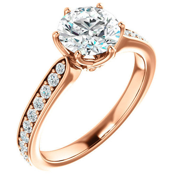 Round Brilliant Engagement Ring with Pave set Side Stones