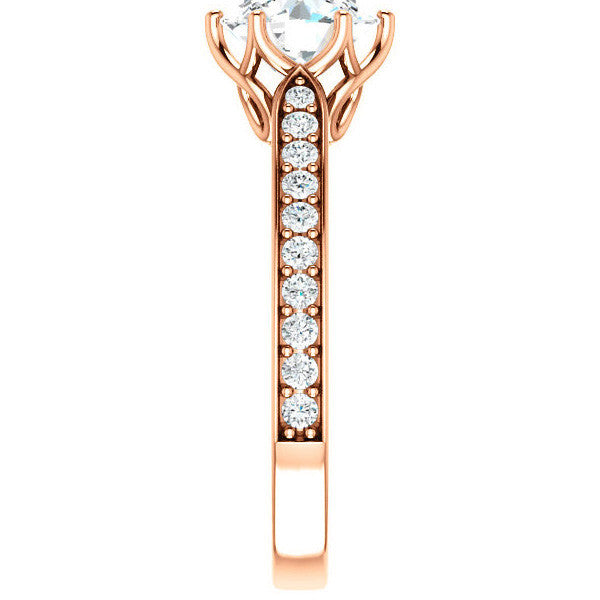 Round Brilliant Engagement Ring with Pave set Side Stones