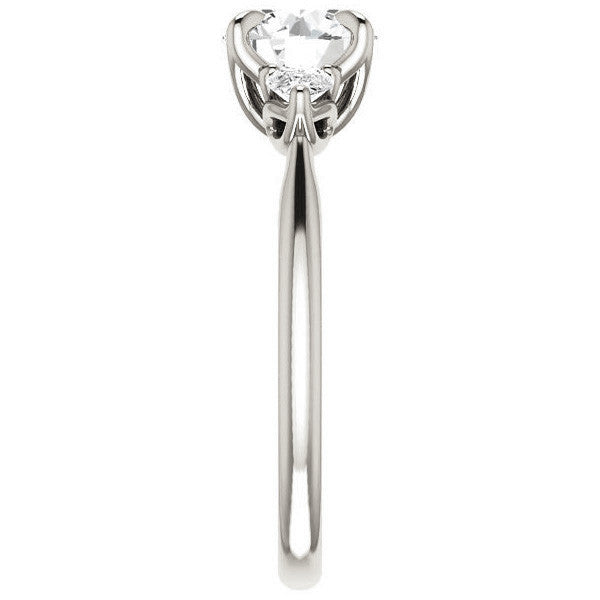 Round Brilliant and Pear Moissanite Engagement Ring