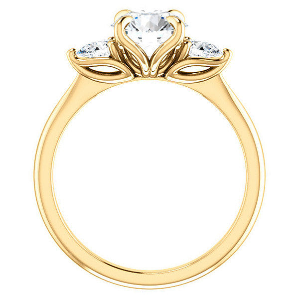 Round Brilliant and Pear Moissanite Engagement Ring
